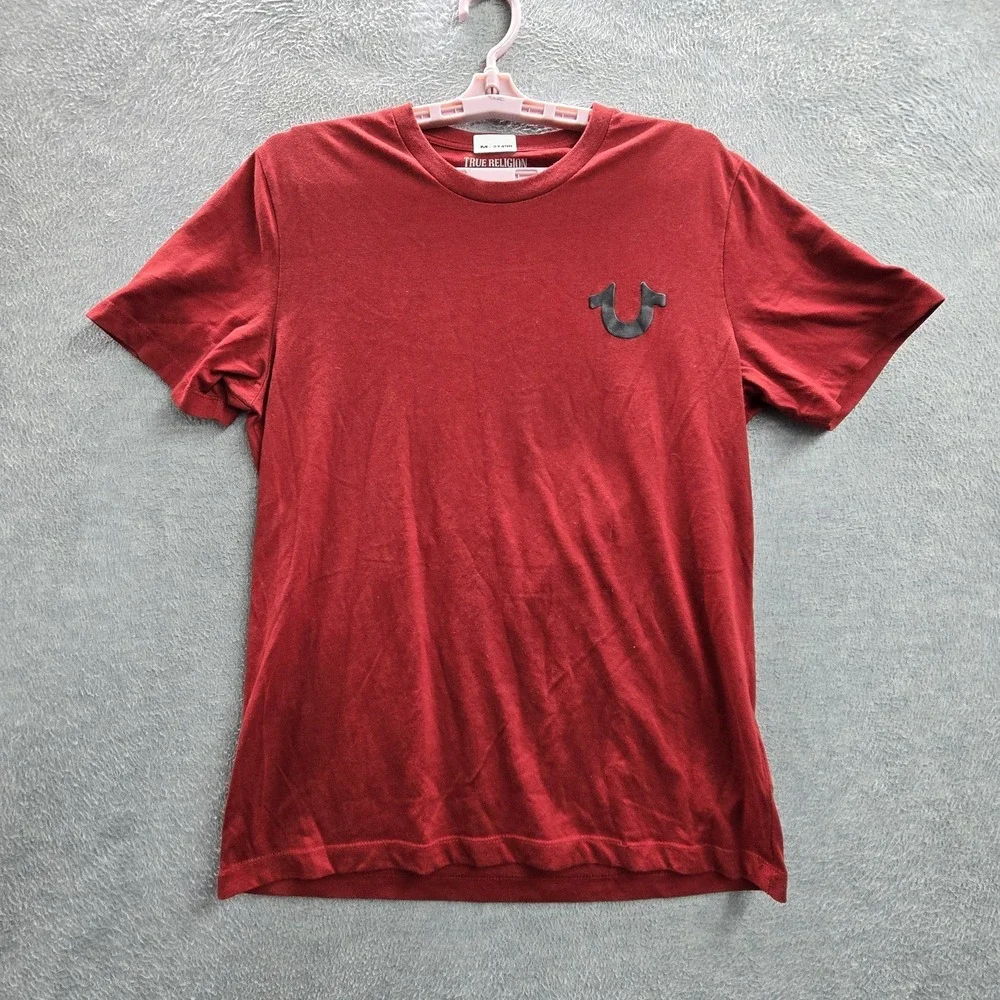 True Religion Men Shirt SMALL Red Graphic Mythical Creature SS